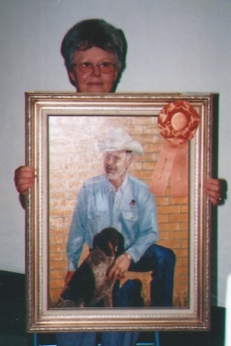 005 - shirley with painting of Leland and pup