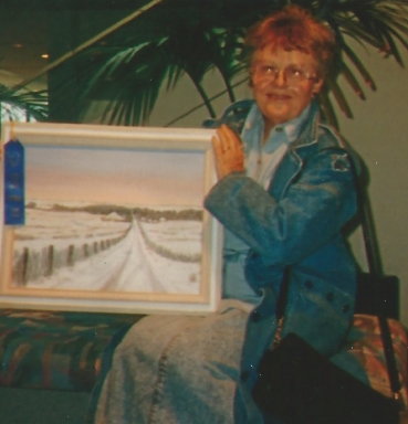 014 - shirley with painting of snowy scene