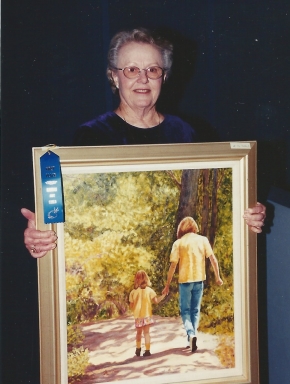 030 - shirley's painting of granddaughter oria won a blue ribbon