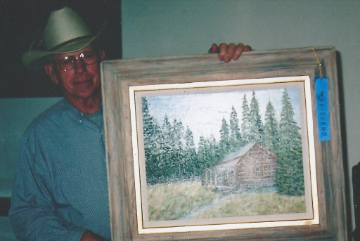 035 - leland's log cabin painting gets a blue ribbon
