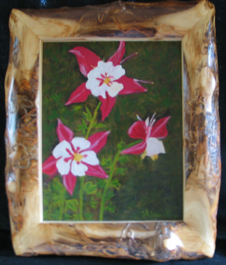 Red Columbines by Shirley Alexander Oil - 12 x 14 (16 x 19 - framed) $100