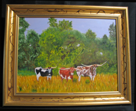 Longhorn Steer by Shirley Alexander Oil - 24 x 18 (30 x 24 - framed) $450  $200