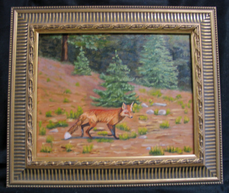 Hungry Fox  by Shirley Alexander Oil - 16 x 20 (23 x 27 - framed) $450
