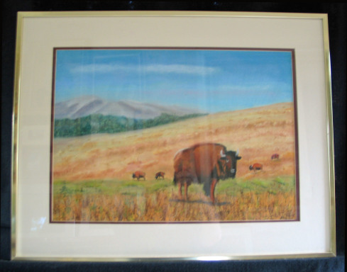 Bison Range by Shirley Alexander Pastel - 12 x 18 (18 x 24 - framed) $200