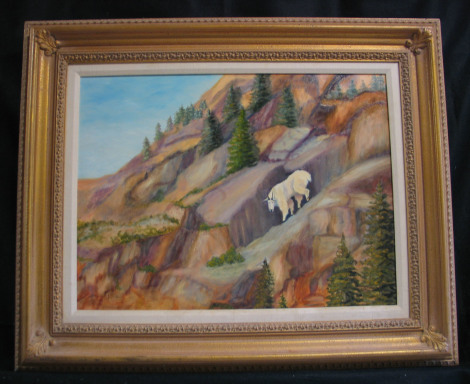 Mountain Goat by Shirley Alexander Oil - 18 x 24 (26 x 32 - framed) $500