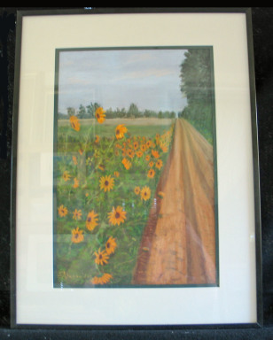 Kansas Country Sunflowers by Shirley Alexander Pastel - 12 x 18 (18 x 24 - framed) Contact for price